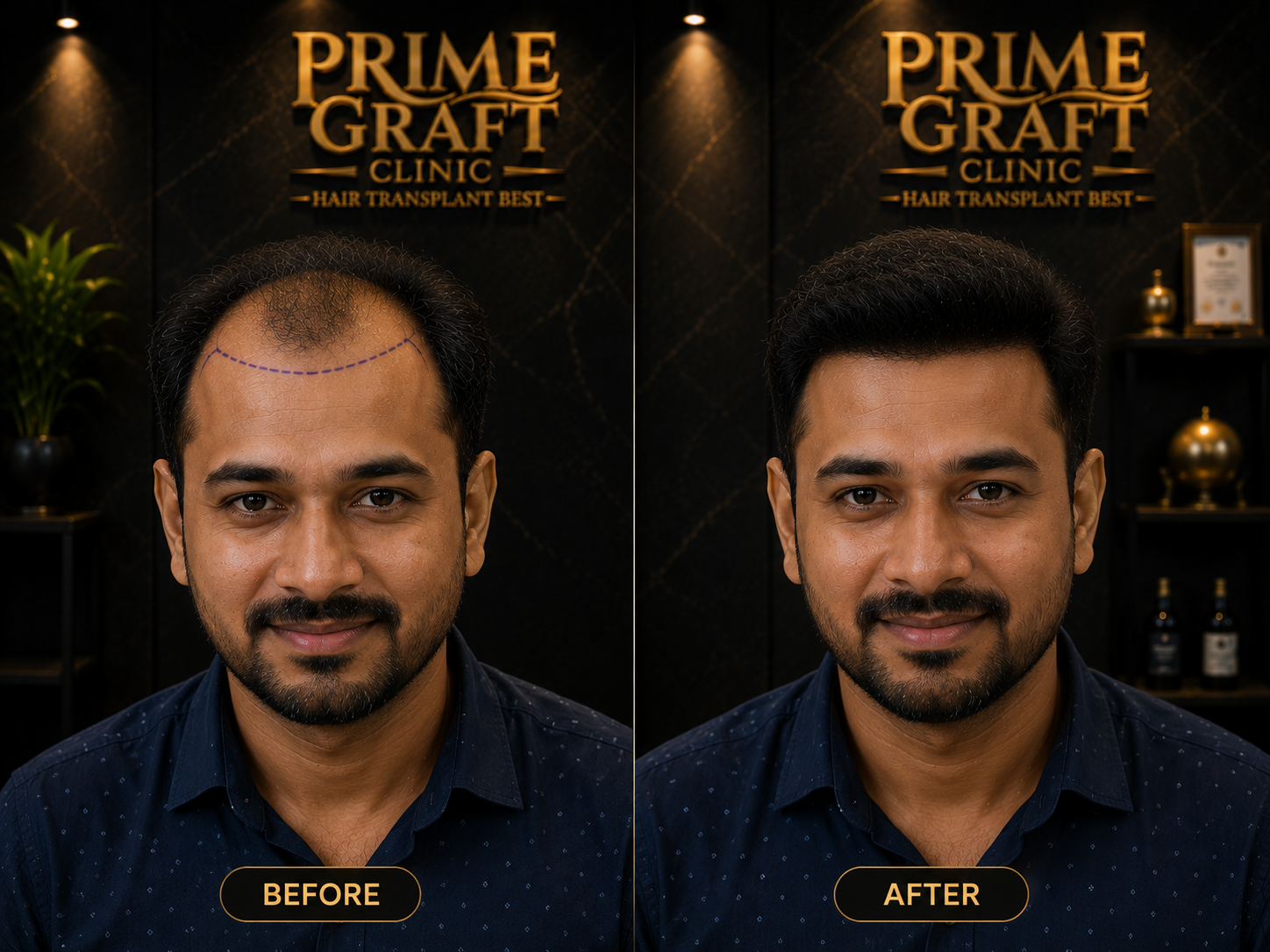 Hair restoration end result