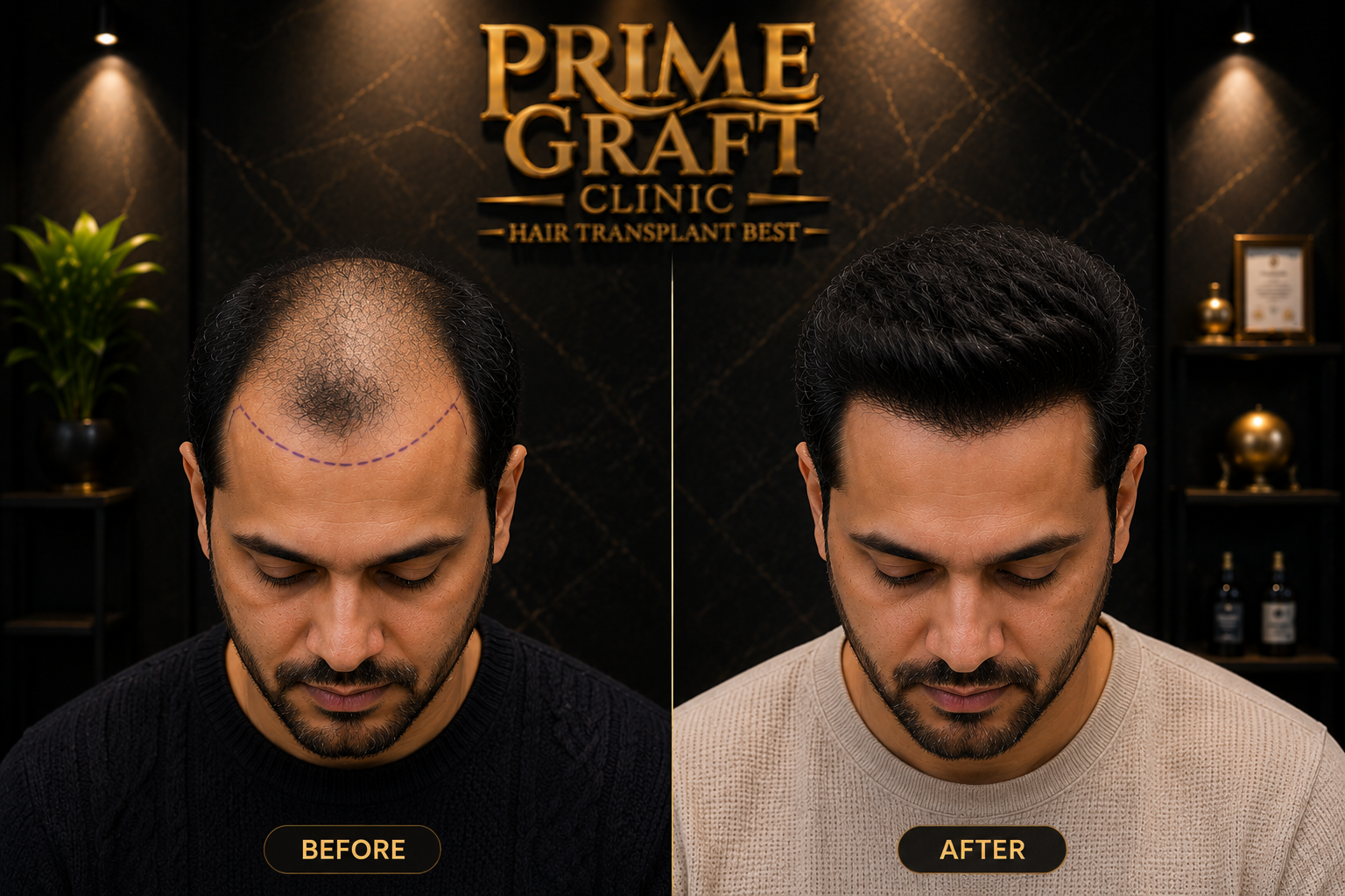 Hair restoration end result