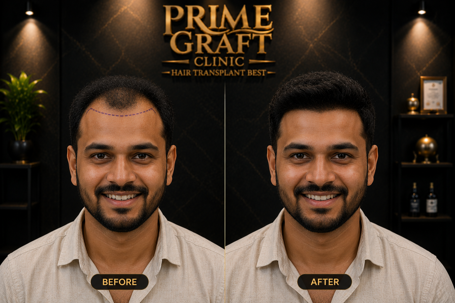 Hair restoration end result